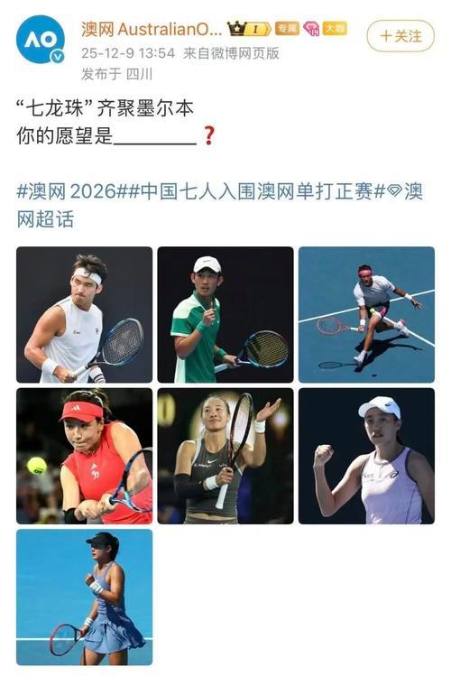 澳网正赛名单揭晓 中国7选手晋级