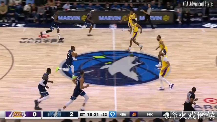 詹姆斯缺阵浓眉贡献23+11拉塞尔低迷 湖人负于森林狼